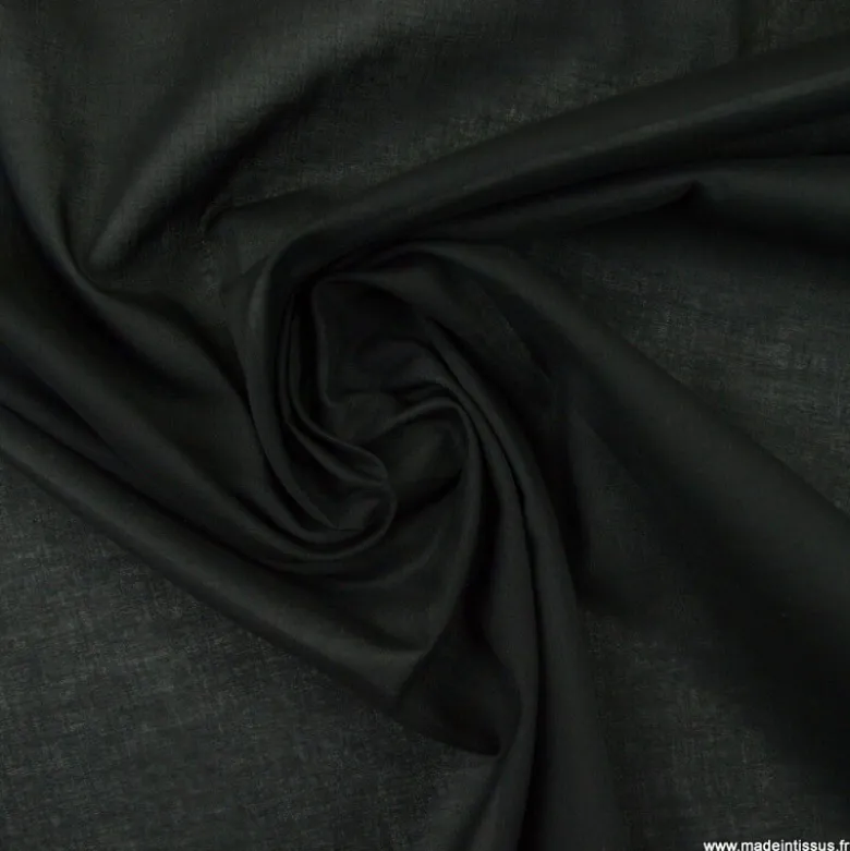 Tissu Voile de coton Noir - Bio & OEKO TEX standard 100