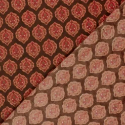 Tissu voile de coton Rajani – Motif block print rouge & brun