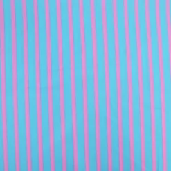 Tissu voile de coton Rudayan à rayures rose fond turquoise