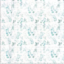 Toile cirée motif eucalyptus fond blanc