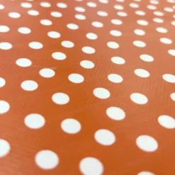 Toile cirée motif pois blancs fond Brique