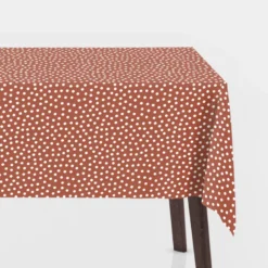 Toile cirée motif pois blancs fond Brique