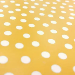 Toile cirée motif pois blancs fond Ocre