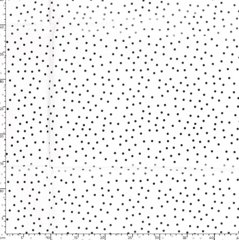 Toile cirée motif pois noirs fond blanc