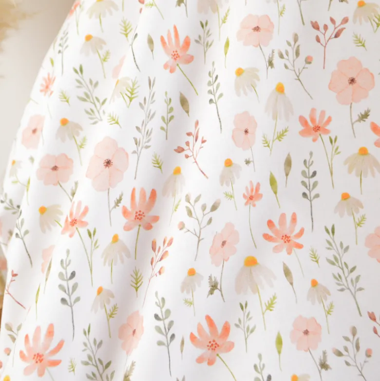 Toile de coton motif prairie de fleurs Sauvages
