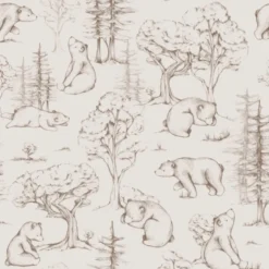 Toile de coton Ours de la foret magique fond beige