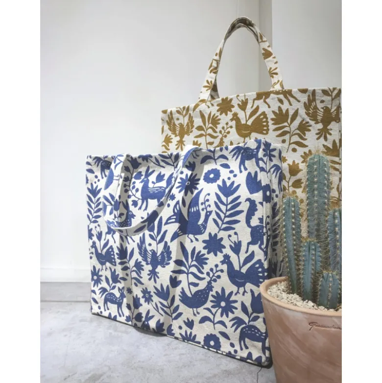Toile lourde OTOMI peanut motif animaux et fleurs sur toile Joséphine