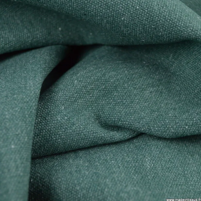 Toile lourde Vercors aspect rustique coloris vert sapin