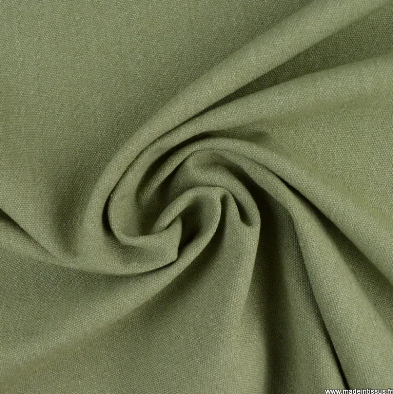 Toile lourde Vercors aspect rustique coloris vert kaki