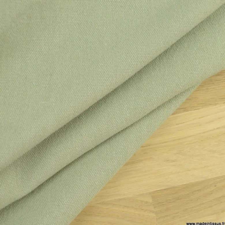 Toile lourde Vercors aspect rustique coloris vert wasabi