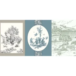 Torchons Benedicte - motif Toile de Jouy - 50 X 70cm