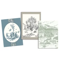 Torchons Benedicte - motif Toile de Jouy - 50 X 70cm