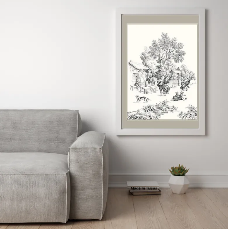 Torchons Benedicte - motif Toile de Jouy - 50 X 70cm