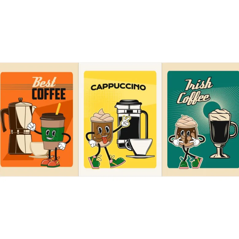 Torchons à coudre Café - motif Cafetière Italienne et cappuccino - 50 X 70cm