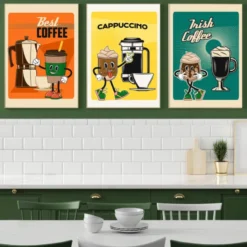 Torchons à coudre Café - motif Cafetière Italienne et cappuccino - 50 X 70cm
