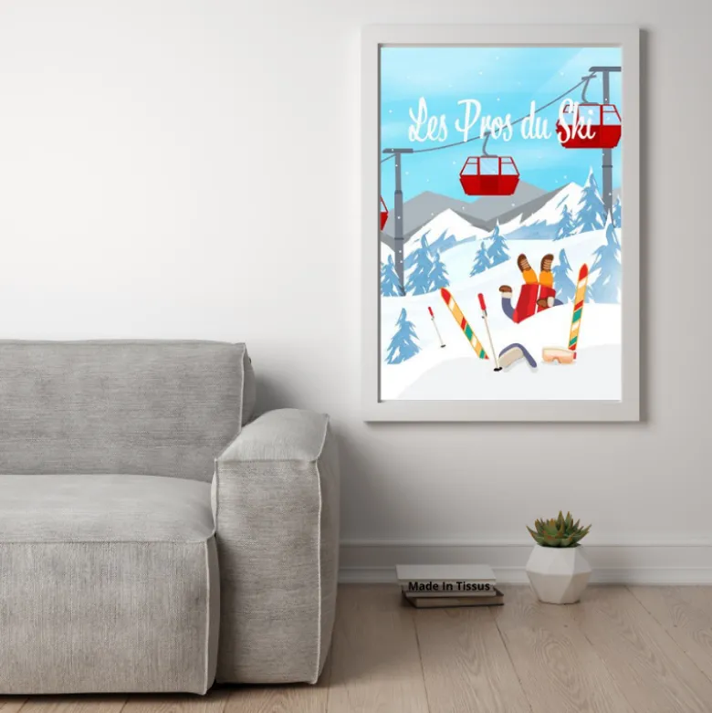 Torchons à coudre Ludique - motif Montagne, sation de ski, skieur - 50 X 70cm