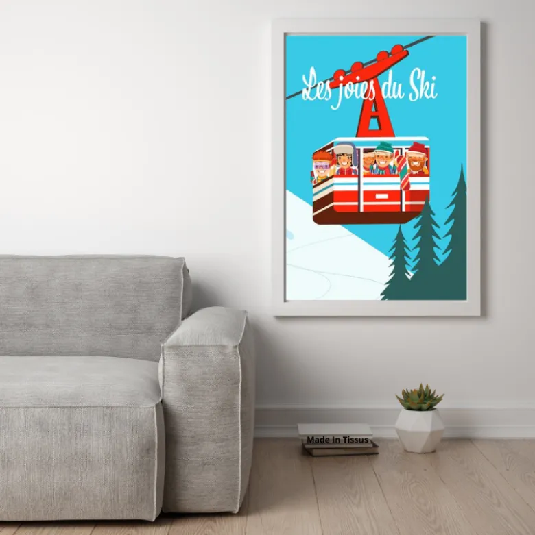 Torchons à coudre Ludique - motif Montagne, sation de ski, skieur - 50 X 70cm