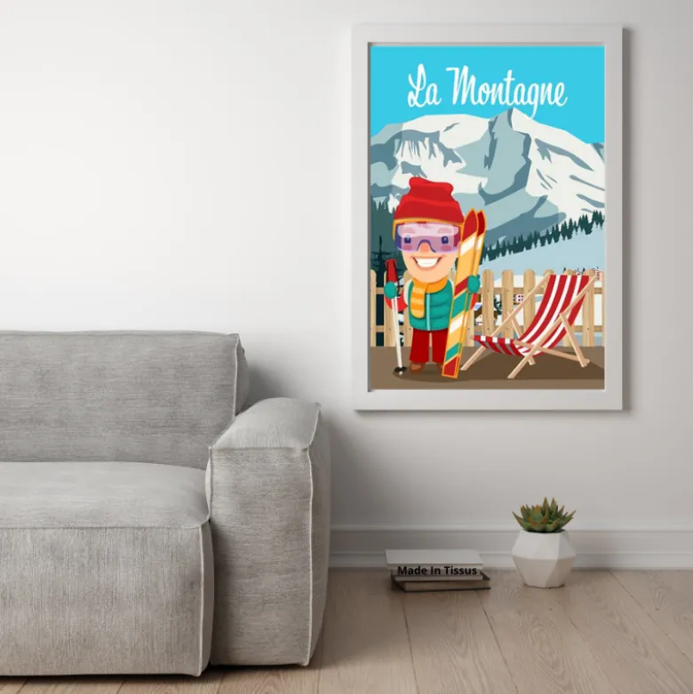 Torchons à coudre Ludique - motif Montagne, sation de ski, skieur - 50 X 70cm