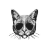 Transfert textile Thermocollant motif chat à lunettes