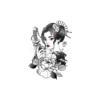Transfert textile Thermocollant motif femme asiatique, fleurs et sabre