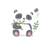 Transfert textile Thermocollant motif Panda et eucalyptus