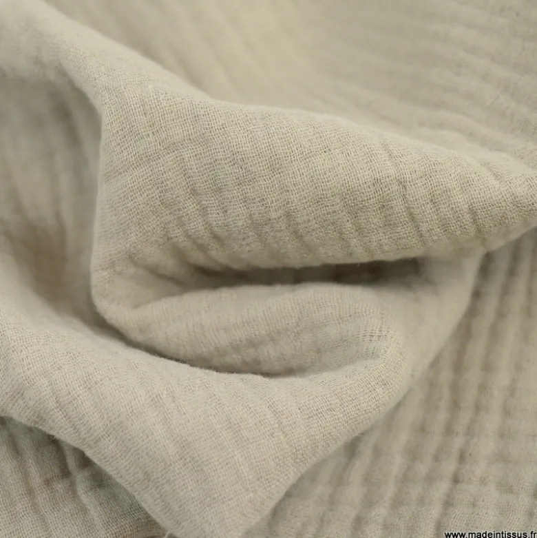 Triple gaze de coton beige - OEKO TEX