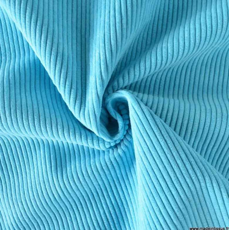 Velours grosses côtes d'ameublement Huggy - Turquoise
