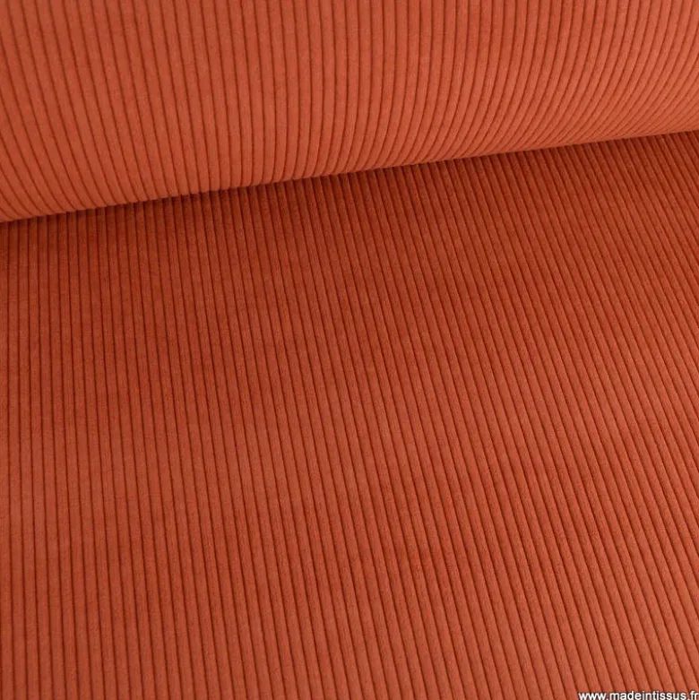 Velours grosses côtes d'ameublement Huggy - Terracotta