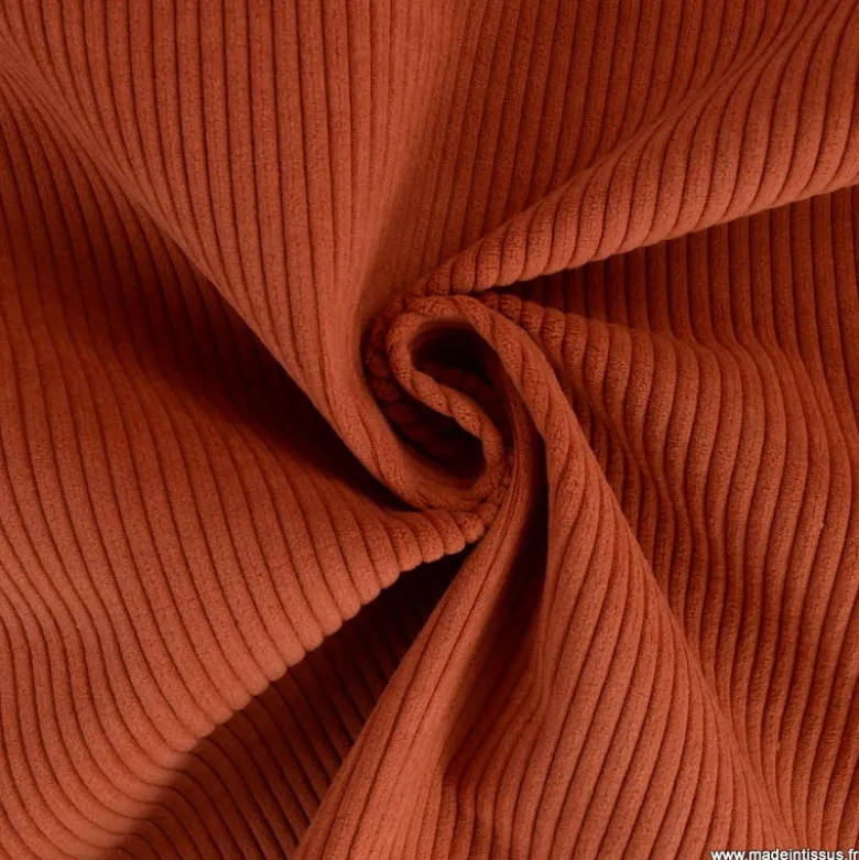 Velours grosses côtes d'ameublement Huggy - Terracotta