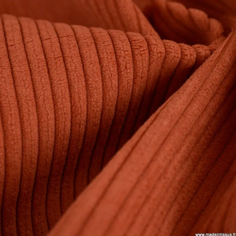 Velours grosses côtes d'ameublement Huggy - Terracotta