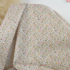 Voile de coton BIO motif fleurs rose et vert - oeko tex