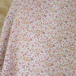 Voile de coton BIO motif fleurs bordeaux et camel -oeko tex