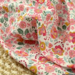 Voile de coton Bio & OEKO TEX motifs fleurs roses et fuchsia