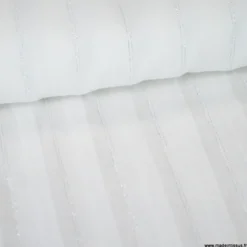 Voile de coton Blanc à fines rayures Lurex