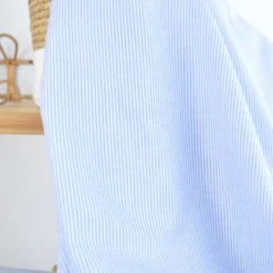 Voile de coton tissé teint à rayures - Bleu et blanc