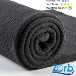 ZORB 3D super absorbant, maintien au sec et anti microbien noir - 150 cm